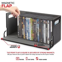 Boîte de rangement pour DVD en similicuir, organisateur vertical pour CD, jeux vidéo, avec poignée, pour salle de divertissement