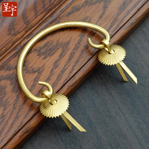 Chengyu Brass Drawer Handle Ring Chinese Style Ming Qing Furniture <b>Pull</b> Durable Surface Decoration - Product Image 1