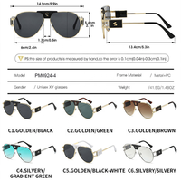 Lunettes de soleil classiques pour femmes, protection UV400, verres optiques, montures ovales en métal noir et or, lunettes de soleil de créateur pour hommes