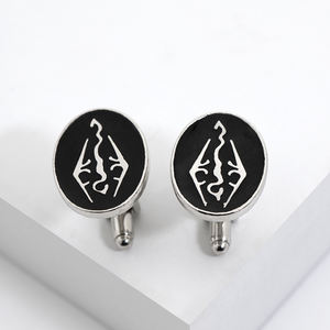 Nuevos Accesorios de Moda en Oferta, Gemelos de Camisa para Hombre con Diseño de Dinosaurio, Skyrim, Elder Scrolls, Dragón, Estilo Francés de Lujo, Accesorios Versátiles - Product Image 1