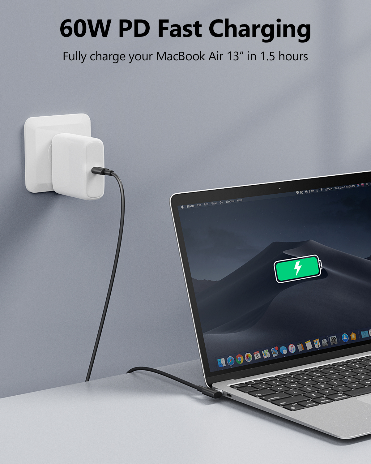 SUNGUY USB C 60W 90 Degree 2M 3A PD Fast Charging Cable USB C Cable Data Power Cable Type C Cable Charger For Phones And Laptops · image 4