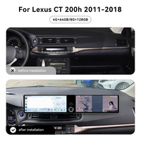 ZWNAV Double écran 12,3 pouces pour Lexus CT200 2011-2018, CarPlay sans fil, Android 13, autoradio, écran multimédia, navigation GPS, stéréo audio