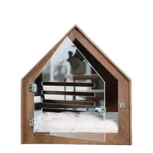2024 Wooden Indoor Animal Wood Pet House Kennel Dog Cat Cages Furniture Acrylic Door Pet House For Pets