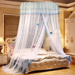Grande tetto nuovo portatile appeso <span class=keywords><strong>pizzo</strong></span> cupola rotonda zanzariera per interni ed esterni universale principessa vento letto a baldacchino - Product Image 1