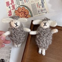 Nouveauté : Porte-clés mouton en feutre de laine fait main gris et blanc, adorable breloque agneau pour sac, pendentif décoratif pour sac à dos, accessoires