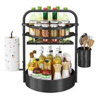 Organisateur de table tournante réglable à 2 niveaux, support à épices rotatif de 12 pouces, Lazy Susan pour comptoir de cuisine, table à manger, bar à café