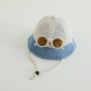 Sombrero de sol para niños con protección UV, tipo pescador, con <span class=keywords><strong>gafas</strong></span> de sol, ajustable, para bebés y niñas, UPF50+, sombreros de verano para niños - Product Image 4