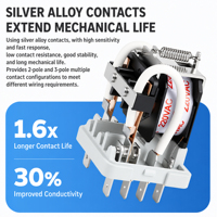 Relais de puissance à courant élevé 40A JQX-38F, AC/DC 12-380V, contacts en argent, longue durée de vie, parfait pour les panneaux de commande et les systèmes énergétiques