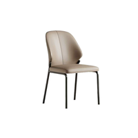Fauteuil en cuir rembourré confortable avec pieds en métal, style italien de luxe léger, design moderne, chaise de salle à manger pour la maison, le bureau ou l'hôtel