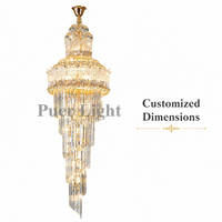 Lustre en cristal en spirale sur mesure de luxe pour hôtel, lampe à suspension longue de haute qualité pour hall d'hôtel, escalier, villa