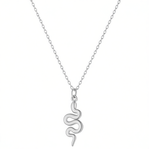 Amy Amy Fashion Pendant Necklace Stainless Steel <b>Silver</b> Plated <b>Snake</b> <b>Chain</b> Minimalist Animal Shape For Women Everyday Wearing - Product Image 3