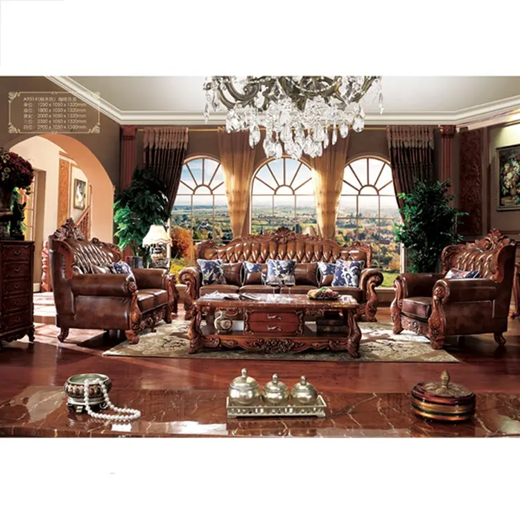 Muebles de cuero para sala de estar, sofás completos de la más novedosa serie imperia divan