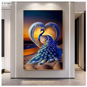 Peinture <span class=keywords><strong>sur</strong></span> <span class=keywords><strong>porcelaine</strong></span> encadrée de luxe avec cristaux, art mural animalier haute résolution, imperméable, décoration moderne pour salon - Product Image 4