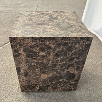 Marbre brun foncé de luxe en pierre naturelle pour les manoirs Villa Appartement Meubles de salon Table d'appoint avec forme cuboïde