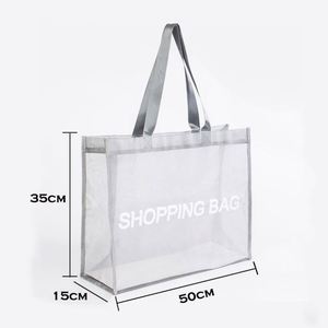 Sac de plage transparent respirant en nylon à imprimé lettres, idéal pour le shopping en gros - Product Image 6