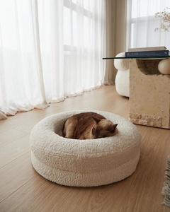 Yüksek Kaliteli Peluş Evcil Hayvan Yuvası Küçük Boy Bukle Köpek Yatağı Düz Desen Yeni Tasarım Yıkanabilir Sakinleştirici Su Geçirmez Süper Köpük - Product Image 6
