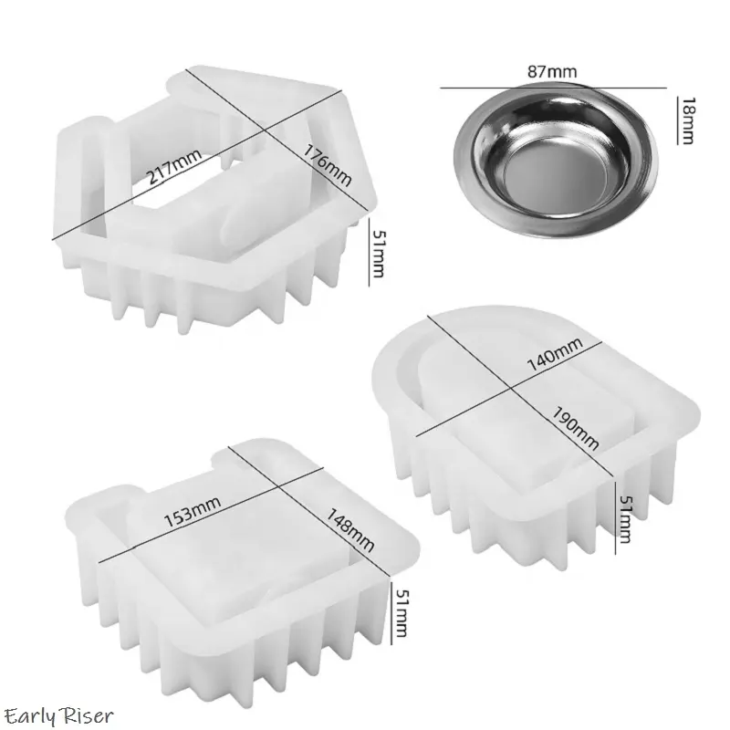 Castiçal DIY de cristal de resina e cimento, queimador de aromaterapia, difusor de fragrância, fonte de cera e aromaterapia, fonte de cera, molde de silicone, ralador precoce