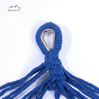 SANTTA hamac double rayé bleu vert avec barre d'écartement en bois pour jardin et cour