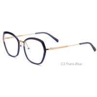 Frame Kacamata Optik Model 25174 Kotak Kombinasi Logam Asetat Vintage Asetat Logo Custom Stok Tersedia Kacamata Retro