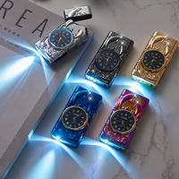 Montre briquet électronique USB classique FREN pour homme, double arc, en alliage de zinc, batterie au lithium rechargeable, coupe-vent, portable