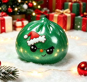Christmas Santa Claus <b>Glitter</b> Dumpling Squishy Soft Squeeze Fidget Toy Stress Relief Sensory Toy Gift for Kids and Adult - Product Image 3