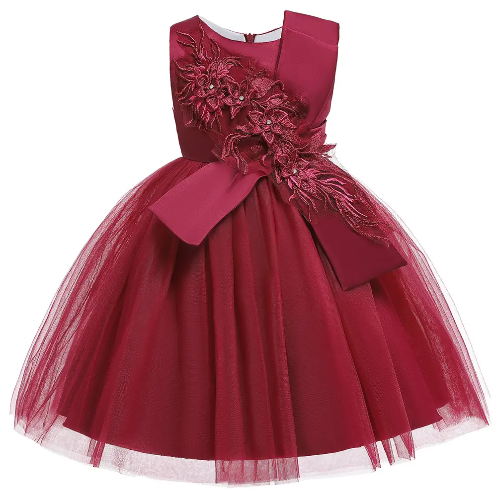 2024 New flower children's dress decal gauze children's dress girls' piano performance princess dress