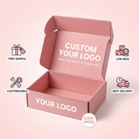 Boîte d'expédition en carton ondulé rose clair personnalisée, avec logo imprimé, pour emballage de marque