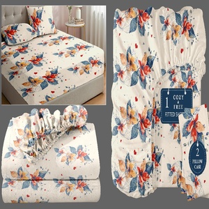 Siêu Mềm Sợi Nhỏ 3PC Có Thể Đảo Ngược Nhật Bản Phong Cách Hoa Phản Ứng In Đầy Đủ Kích Thước Tấm Ga Giường Đặt Sâu Túi Được Trang Bị Tấm - Product Image 3