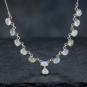 Top Classic <b>Rainbow</b> Moonstone Wholesale 925 Sterling Silver Gold Plated Handmade Necklace for Wedding & Party - Product Image 3