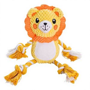 Nouveau jouet interactif pour chien et chat, peluche qui émet des sons, résistant aux morsures, avec design anti-ennui - Lion et Hippopotame 25-30cm - Product Image 2