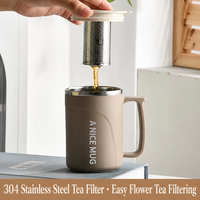 Nouvelle tasse en acier inoxydable 304, élégante et portable, pour le bureau, avec infuseur à thé intégré, filtre pour les résidus de thé