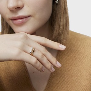 Two Tone Gold And Silver Heart Shape <b>Adjustable</b> <b>Ring</b> Geometric Design Unisex Jewelry Gift - Product Image 4