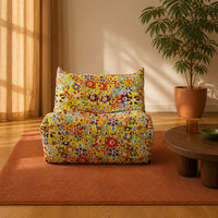 Canapé lounge en tissu sans accoudoirs, gain de place, chaise de style Togo garnie d'éponge, design compact pour petit appartement ou salon