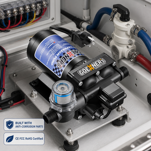 Bomba de Agua Dulce Automática de Diafragma de 12V CC, 6 GPM, Diseño de 4 Cámaras, Baja Presión, 2 Años de Garantía para RV, Caravana, Camper Van - Product Image 1