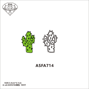 ASFA714 Cactus strass Hot Fix et beau motif de transfert de chaleur pour le bricolage Applique sur T-Shirts Casquettes Chaussures Sacs - Product Image 3