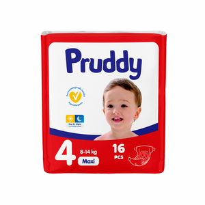 Pañales para Bebé Pruddi XXL Talla 4 Mini Paquete de 16 Alta Calidad Súper Absorbentes Película de PE y Material SAP Ajuste Flexible Venta al por Mayor - Product Image 1