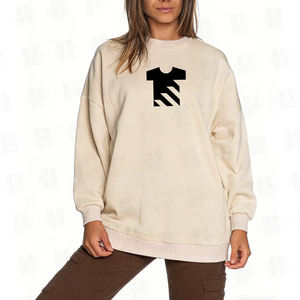 Sweat-shirt à col rond pour femmes en coton de haute qualité, design personnalisé, coupe ample, style streetwear, en molleton doux, vente en gros - Product Image 3