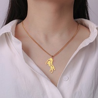 Cheval Creux Pendentif Collier Licorne Surnaturel Amulette Acier Inoxydable Bijoux Cadeau Pour Femme Homme