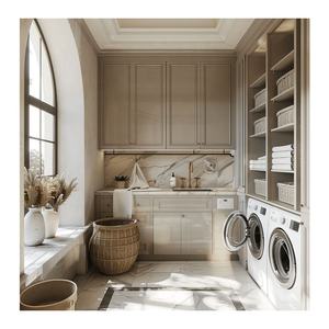 Gabinete de almacenamiento de lavandería personalizado, agitador de fregadero blanco, gabinete de lavandería de baño moderno, tocador - Product Image 5