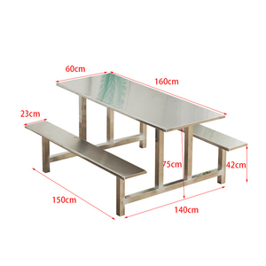 Mesa y sillas de comedor de acero inoxidable para la escuela, <span class=keywords><strong>restaurante</strong></span> de comida rápida, 4/6 personas - Product Image 4