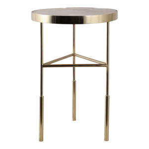 Elegant Pedestal Cocktail <b>Table</b> <b>Round</b> Top With Raised Rim <b>Gold</b> Finish <b>Side</b> <b>Table</b> For Living Room Or Bedroom - Product Image 4