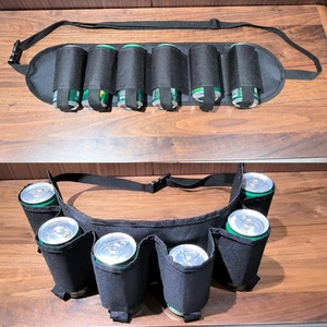 Ceinture porte-bière d'extérieur pour 6 canettes, en tissu Oxford noir, unisexe, pour les sports de plein air - Product Image 1