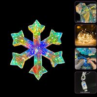 3D Prismatische Schneeflocken-Hängelampe Schillerndes PET Weiß USB Weihnachts-Fenster-Wandakzent Winter-Feiertagsgeschenk Dekorationsobjekt