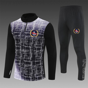 Half Zipper Pullover Football Training Suit Set Light Board Long Sleeve Jersey Autumn Winter Outfit <b>Knitted</b> Sportswear - Product Image 5