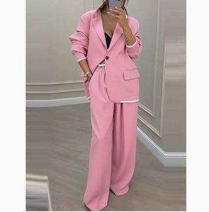 Nouvel ensemble de vêtements pour femmes automne-hiver : <span class=keywords><strong>veste</strong></span> à manches longues élégante et <span class=keywords><strong>pantalon</strong></span> décontracté à jambes larges - Product Image 6