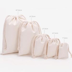 Wholesale Custom Recycled Cotton Canvas Drawstring Pouch <b>Small</b> <b>White</b> Muslin Colorful Double String <b>Bag</b> for Jewelry Packaging - Product Image 1
