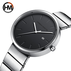 Montre pour homme HANNAH MARTIN, la plus populaire, avec logo personnalisé, mouvement à quartz japonais 3ATM, acier inoxydable, cadran analogique de luxe, <span class=keywords><strong>calendrier</strong></span> <span class=keywords><strong>complet</strong></span> - Product Image 6