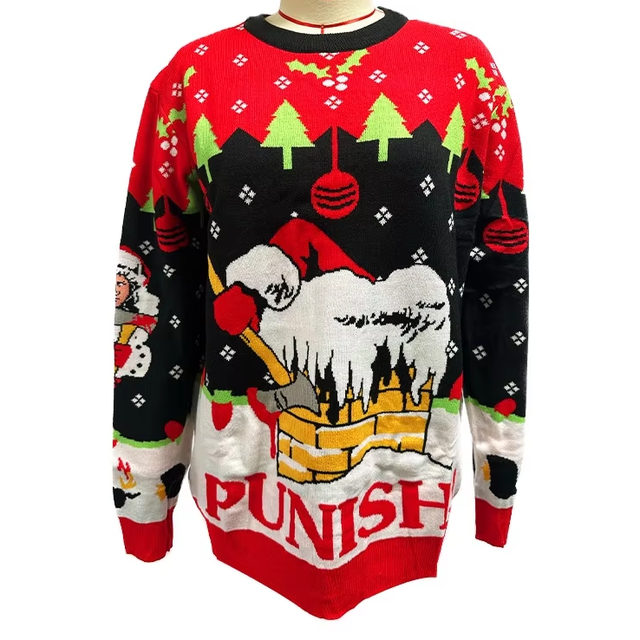 OEM Knitted Christmas Sweater Factory Customizes Red Christmas Sweaters