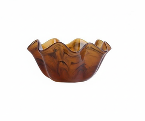 Compre un tazón decorativo de resina multicolor con borde ondulado, un tazón moderno para servir frutas, bocadillos, dulces y decoración de mesa para el hogar. - Product Image 1