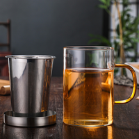 Tasse en verre en gros Tasse à thé en verre borosilicate Tasse à thé en vrac avec couvercle et poignée